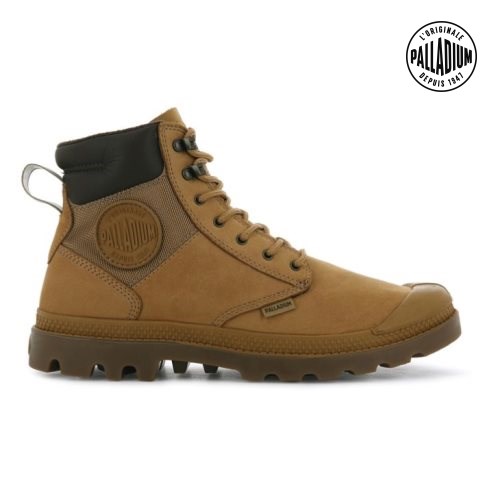 Palladium Pampa Shield WP+ LUX Men's Boots Brown | UK Y102-ILM